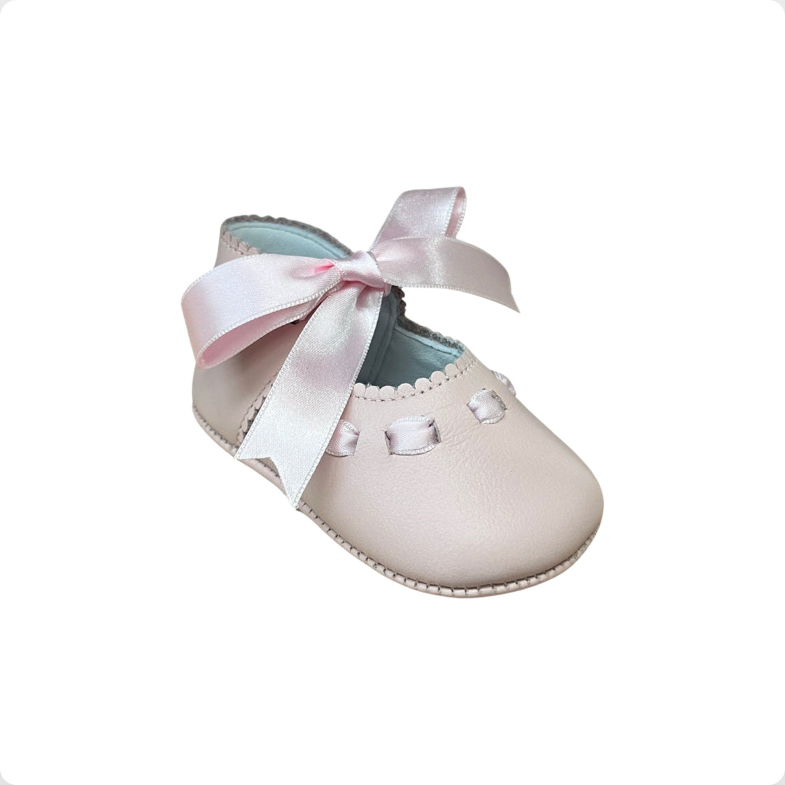 Pretty Originals Baby Girl Pink Leather Bow Pram Shoes – Little