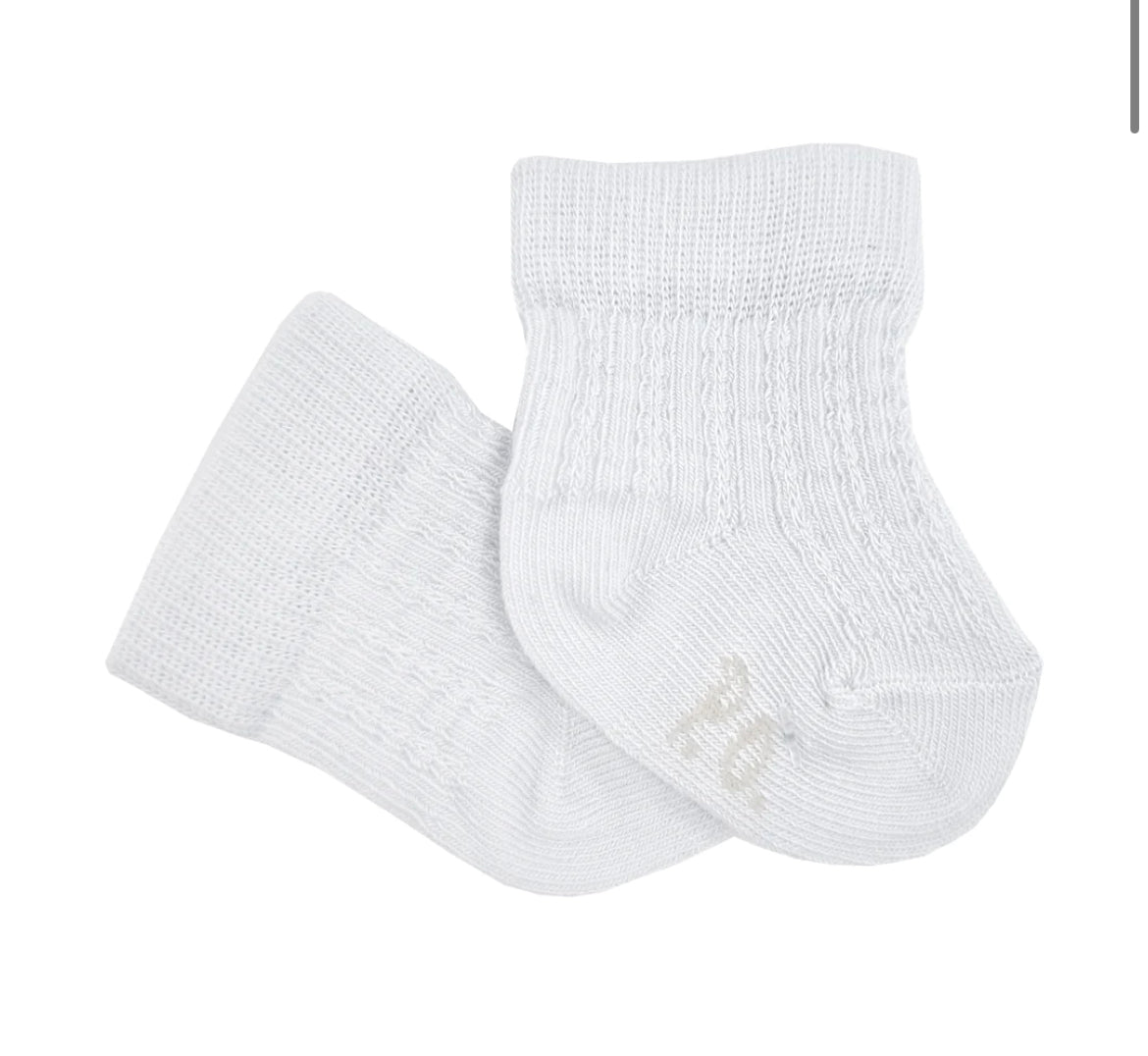 Pretty Originals Boys White Ribbed Ankle Socks