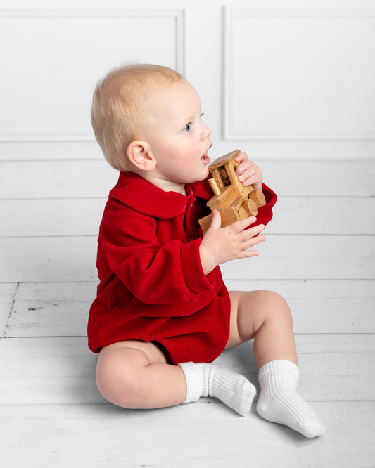 Caramelo Kids Baby Boy Red Velvet Romper 0313194