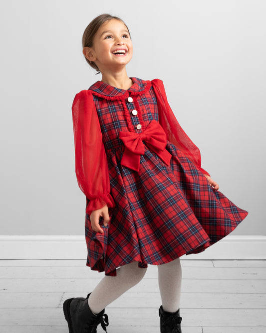 Caramelo Kids Girls Red Tartan Dress 0321188