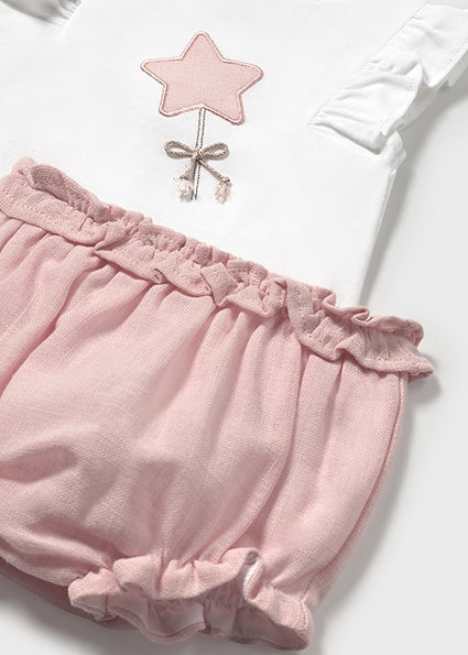 Mayoral Baby Girl Pink & Ivory Shorts Set