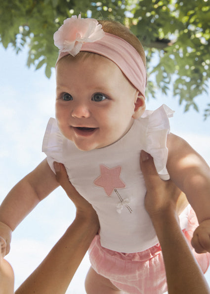 Mayoral Baby Girl Pink & Ivory Shorts Set