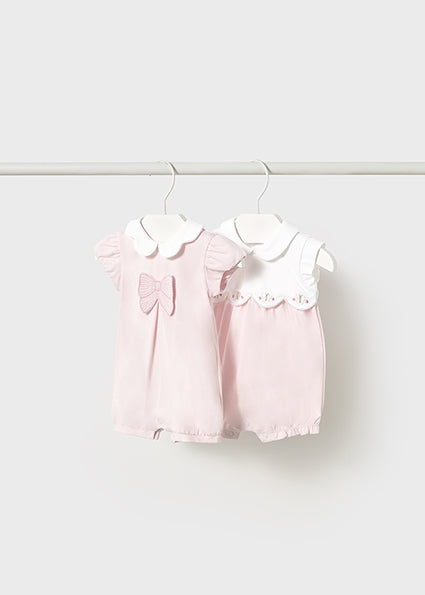 Mayoral Baby Girl Pink & Ivory Pack of 2 Rompers