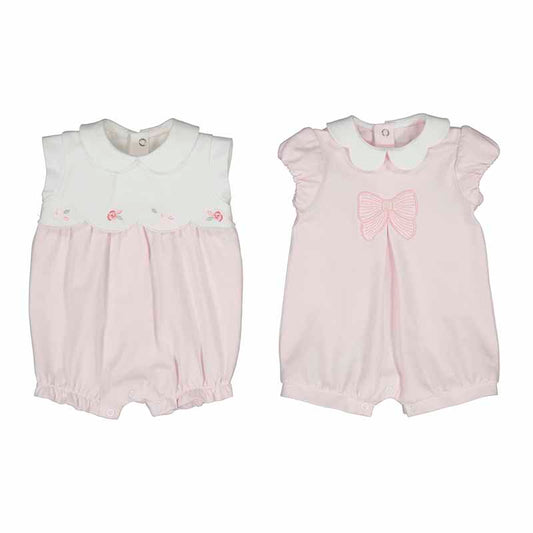 Mayoral Baby Girl Pink & Ivory Pack of 2 Rompers