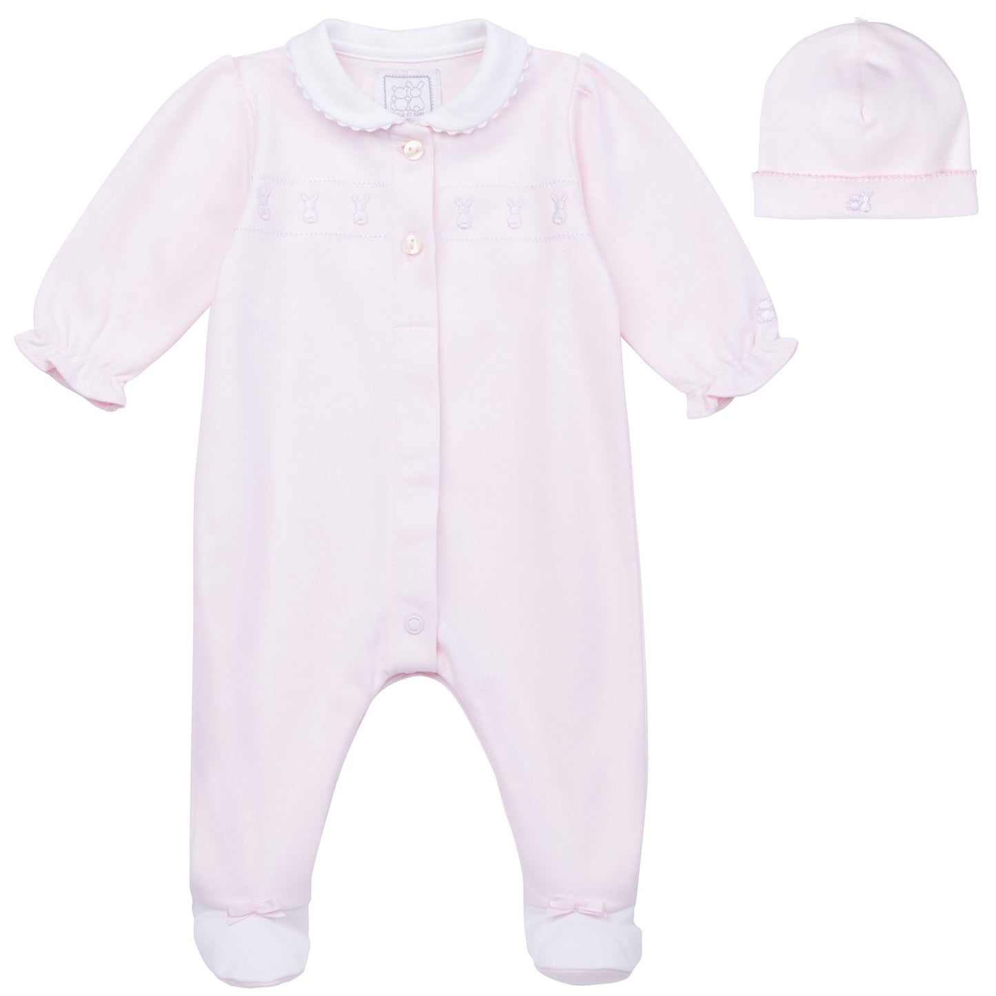 Emile et Rose Helen Baby Girl Pink Cotton Babygrow & Hat Set