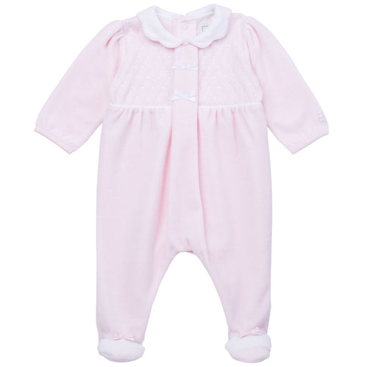 Emile et Rose Hattie Pink Velour Babygrow