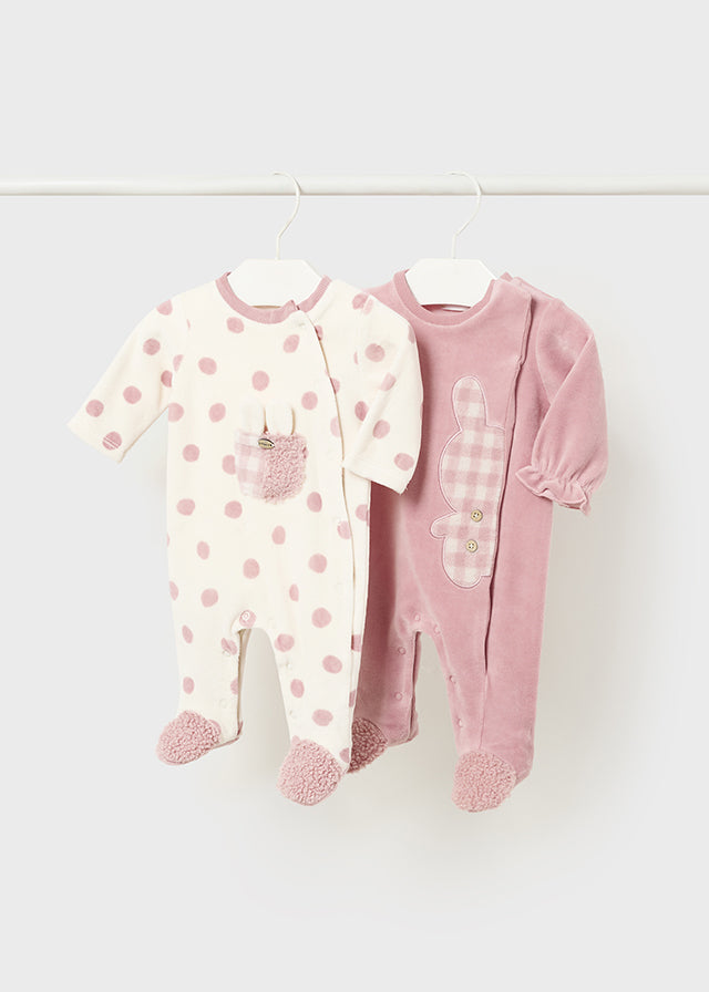 Mayoral Baby Girl Pink & Ivory Pack of 2 Babygrows