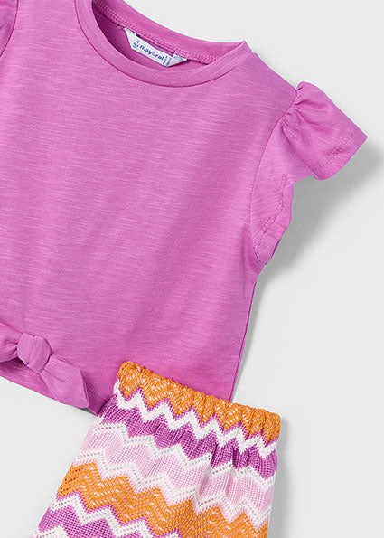 Mayoral Girls Pink Zig Zag Shorts Set