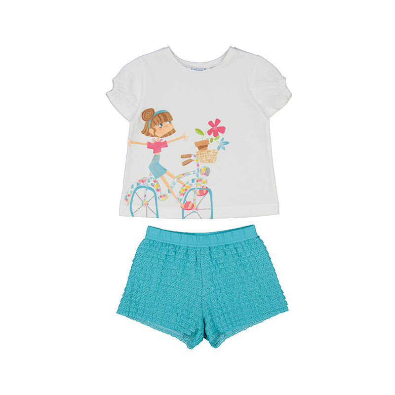 Mayoral Girls Turquoise & White Shorts Set