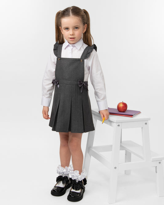 Caramelo Kids Girls Grey School Pinafore Dress