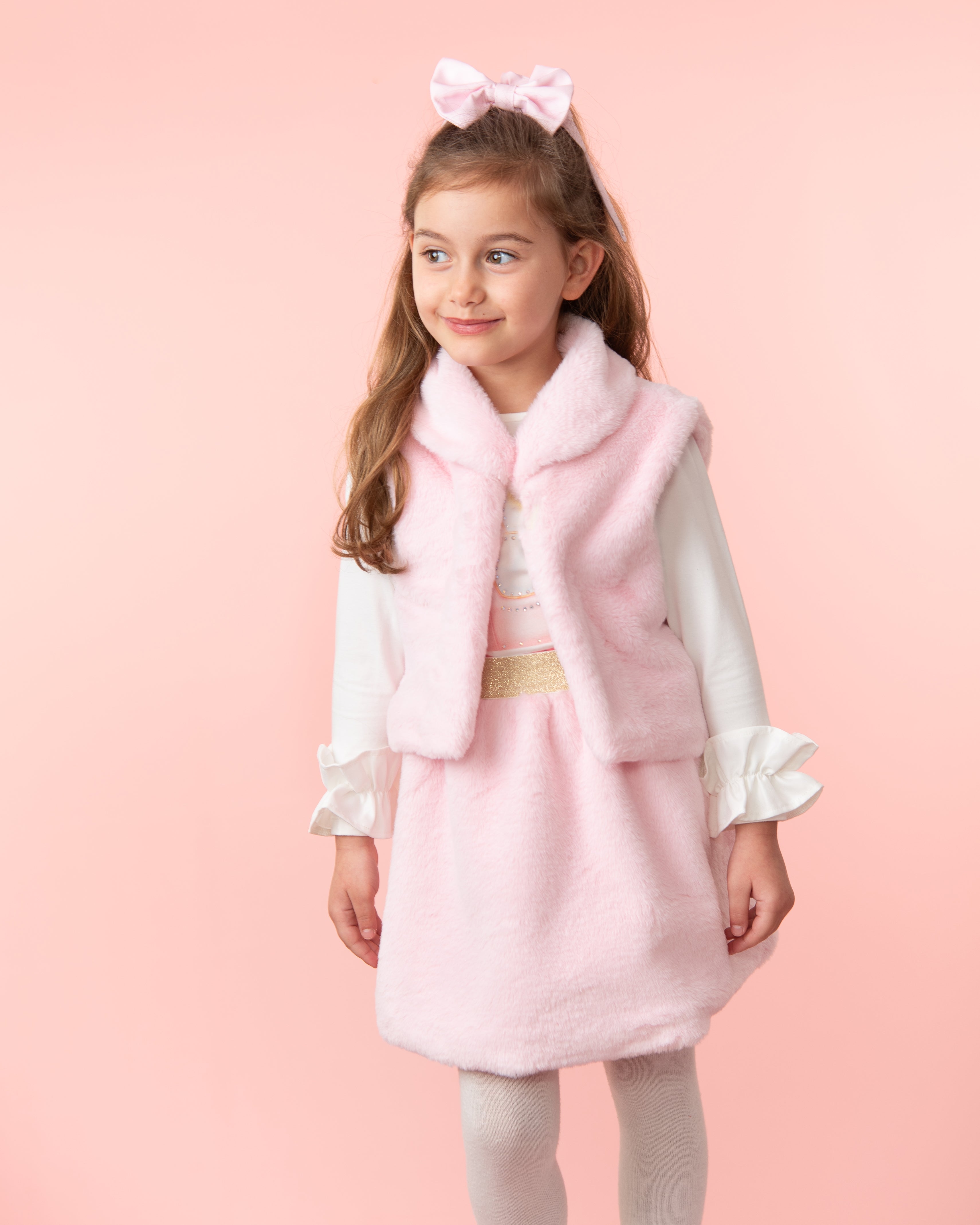 Caramelo Kids Girls Pink 3 Piece Faux Fur Skirt Set Little Darlings Closet