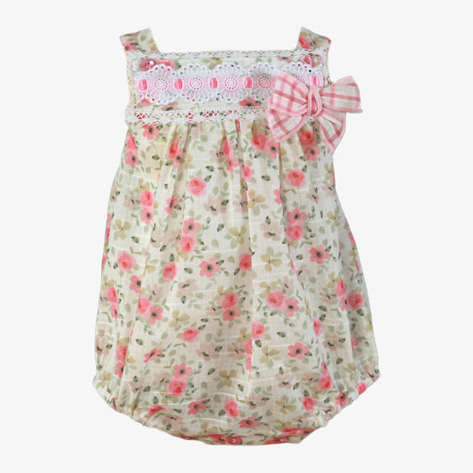 Miranda Baby Girls Pink & Ivory Floral Romper