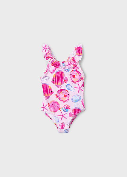 Mayoral Girls Light Pink Fish Print Swimsuit