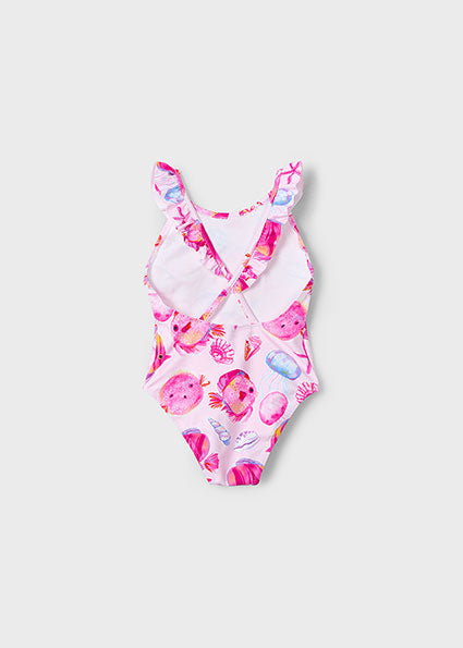 Mayoral Girls Light Pink Fish Print Swimsuit