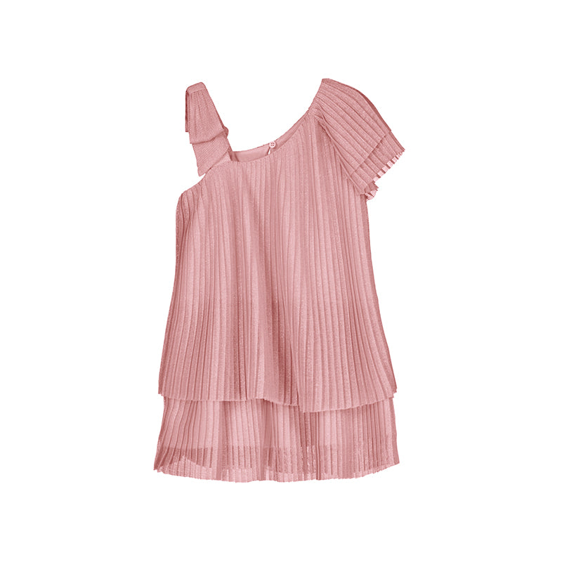 Mayoral Girls Pink Pleated Lurex Dress