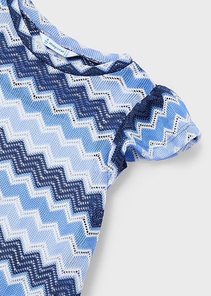 Mayoral Girls Blue Zigzag Dress