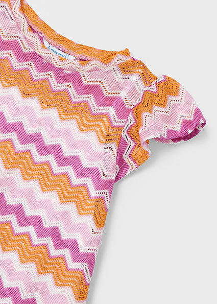 Mayoral Girls Pink Zigzag Dress