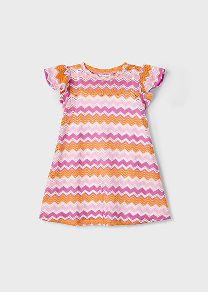 Mayoral Girls Pink Zigzag Dress