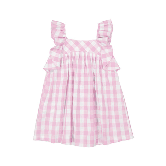 Mayoral Girls Pink Gingham Cotton Dress