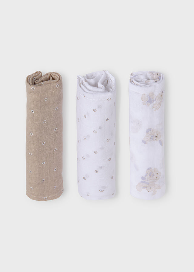 Mayoral Unisex Baby Beige & Ivory Cotton Muslins