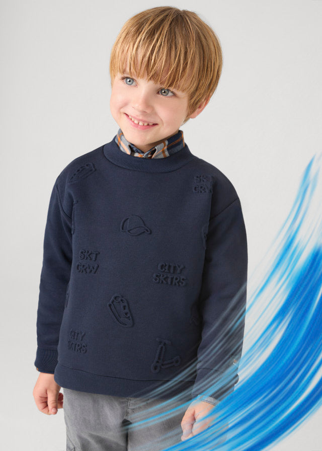 Mayoral Boys Navy Embossed Sweatshirt