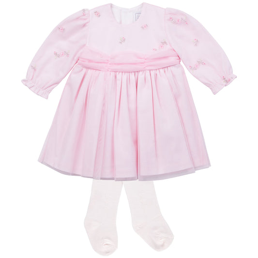 Emile et Rose Hermione Baby Girl Pink Tulle Dress & Tights Set