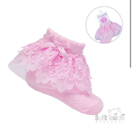 Baby Girl Pink Lace Ankle Socks