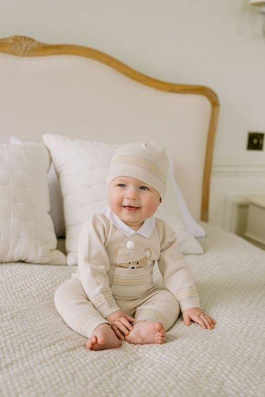 Emile et Rose Hudson Baby Beige Teddy Tracksuit & Hat