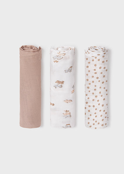 Mayoral Unisex Baby Beige Muslins Set of 3