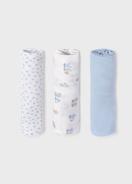 Mayoral Baby Boy Blue Muslins Set of 3