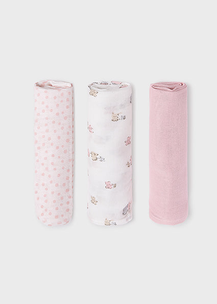 Mayoral Baby Girl Pink Muslins Set of 3