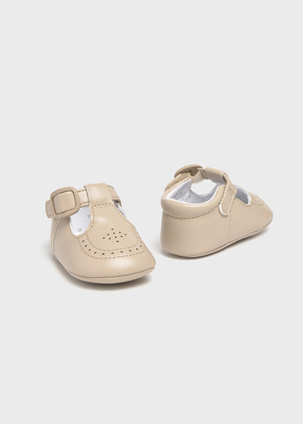 Mayoral Beige T-bar Pram Shoes