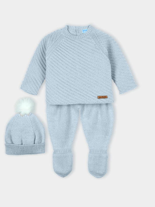 Mac Ilusion Unisex Baby Blue Knit 3 Piece Set