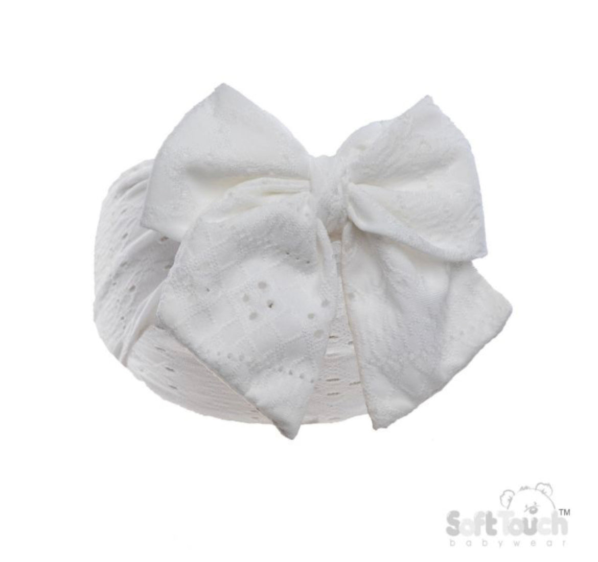 Baby Girl Cream Anglaise Bow Headband