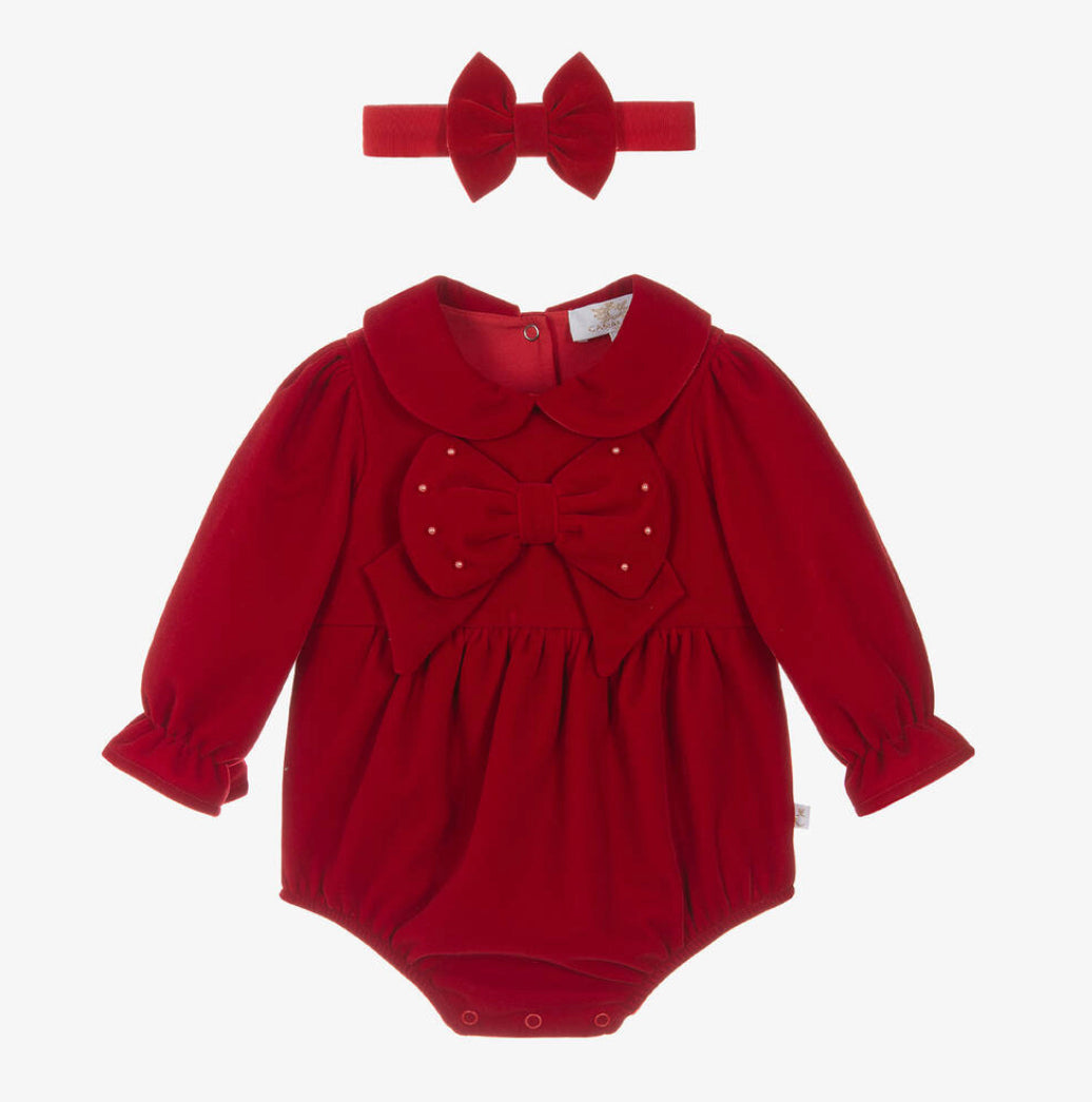 Caramelo Kids Baby Girl Red Romper Set