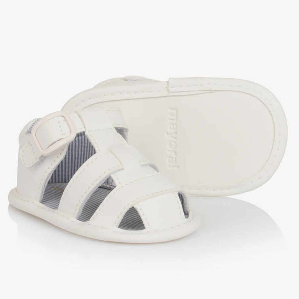 Mayoral Baby White Faux Leather Pre Walker Sandals