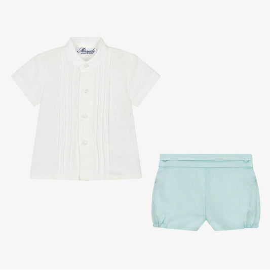 Miranda Baby Boy Green & Ivory Shorts Set