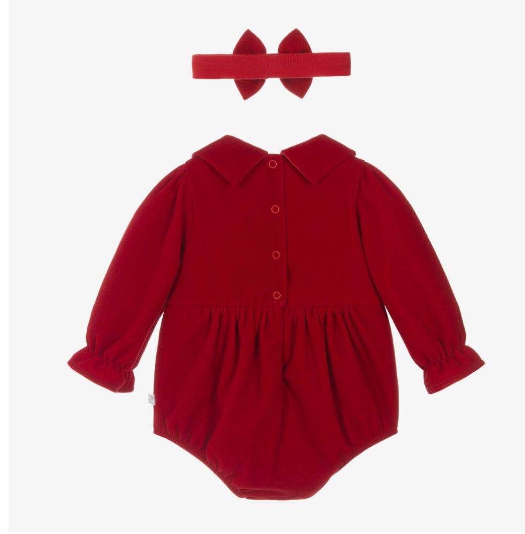 Caramelo Kids Baby Girl Red Romper Set