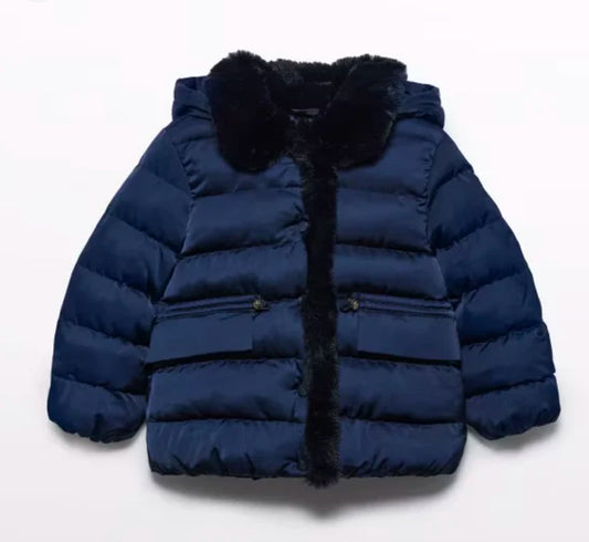 Abel & Lula Girls Navy Hooded Coat