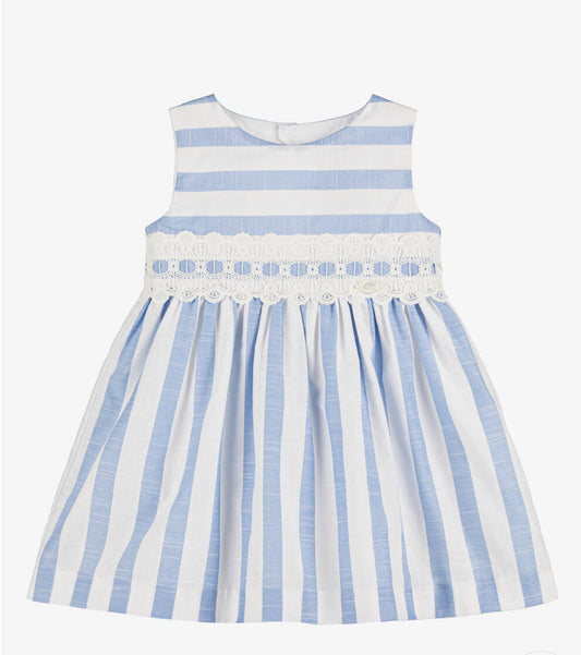 Miranda Girls Blue & White Striped Cotton Dress