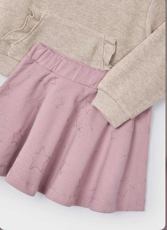 Mayoral Girls Pink & Beige Skirt Set