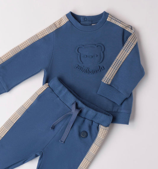 Minibanda Baby Boy Blue Teddy Motif Tracksuit