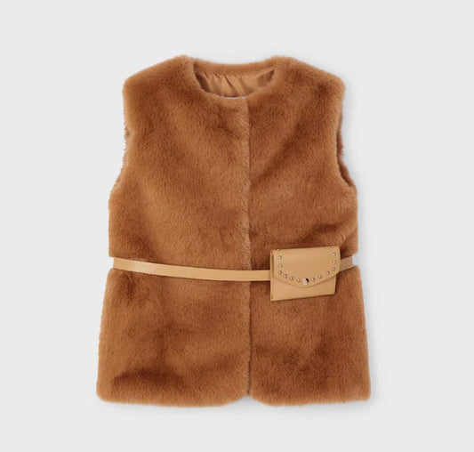 Mayoral Girls Camel Faux Fur Gilet