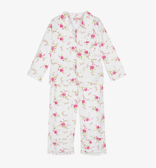 Powell Craft Girls Pink & Ivory Floral Print Pyjamas