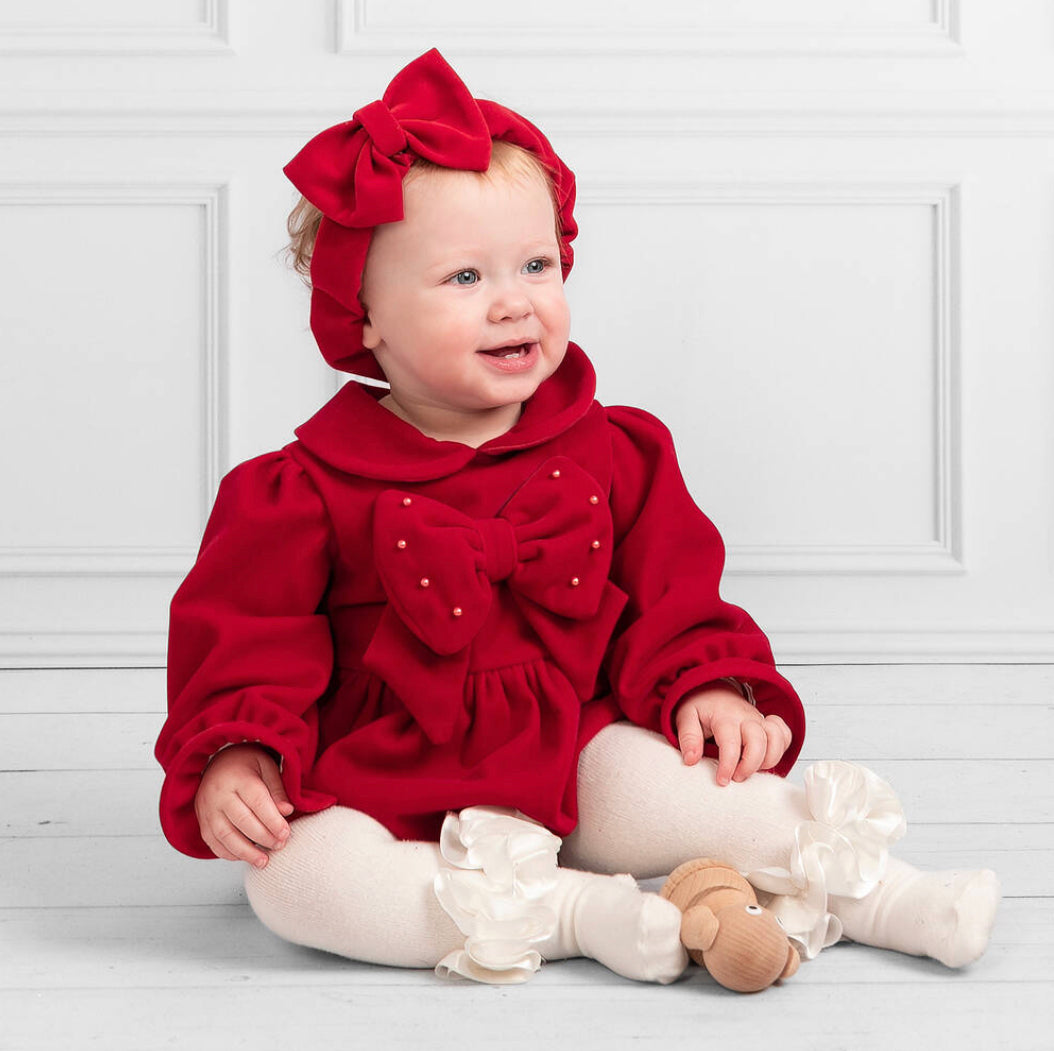 Caramelo Kids Baby Girl Red Romper Set