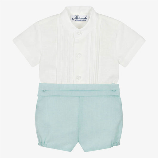 Miranda Baby Boy Green & Ivory Shorts Set