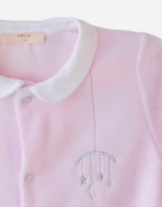 Baby Gi Baby Girl Pink Velour Babygrow