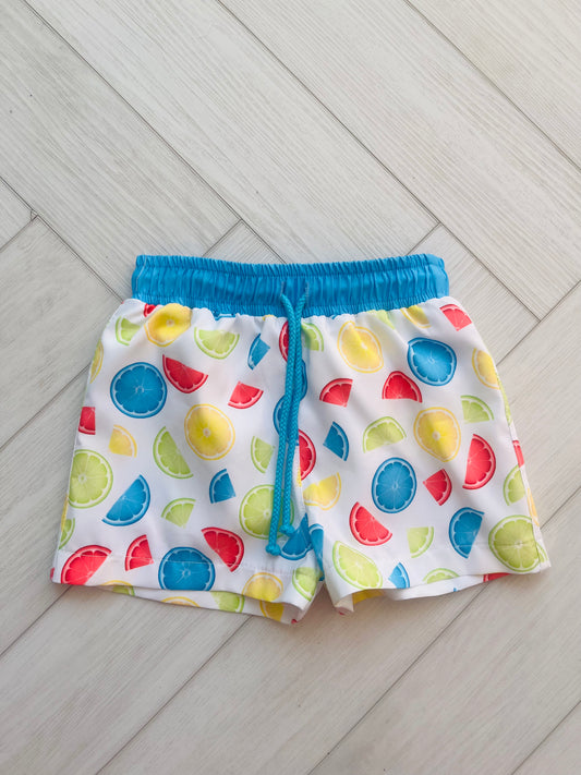 Meraki Boys Blue & Lemon Print Swimshorts