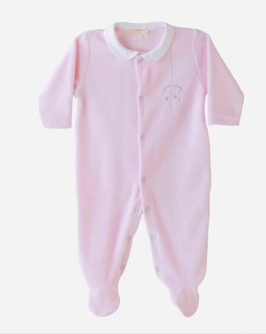 Baby Gi Baby Girl Pink Velour Babygrow