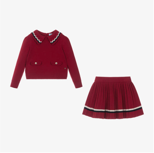 Abel & Lula Girls Red Knitted Skirt Set